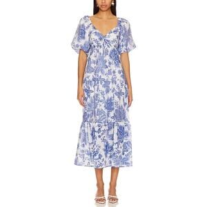 Minkpink 'Perla' Blue Linen Midi Dress Size XS - NWT